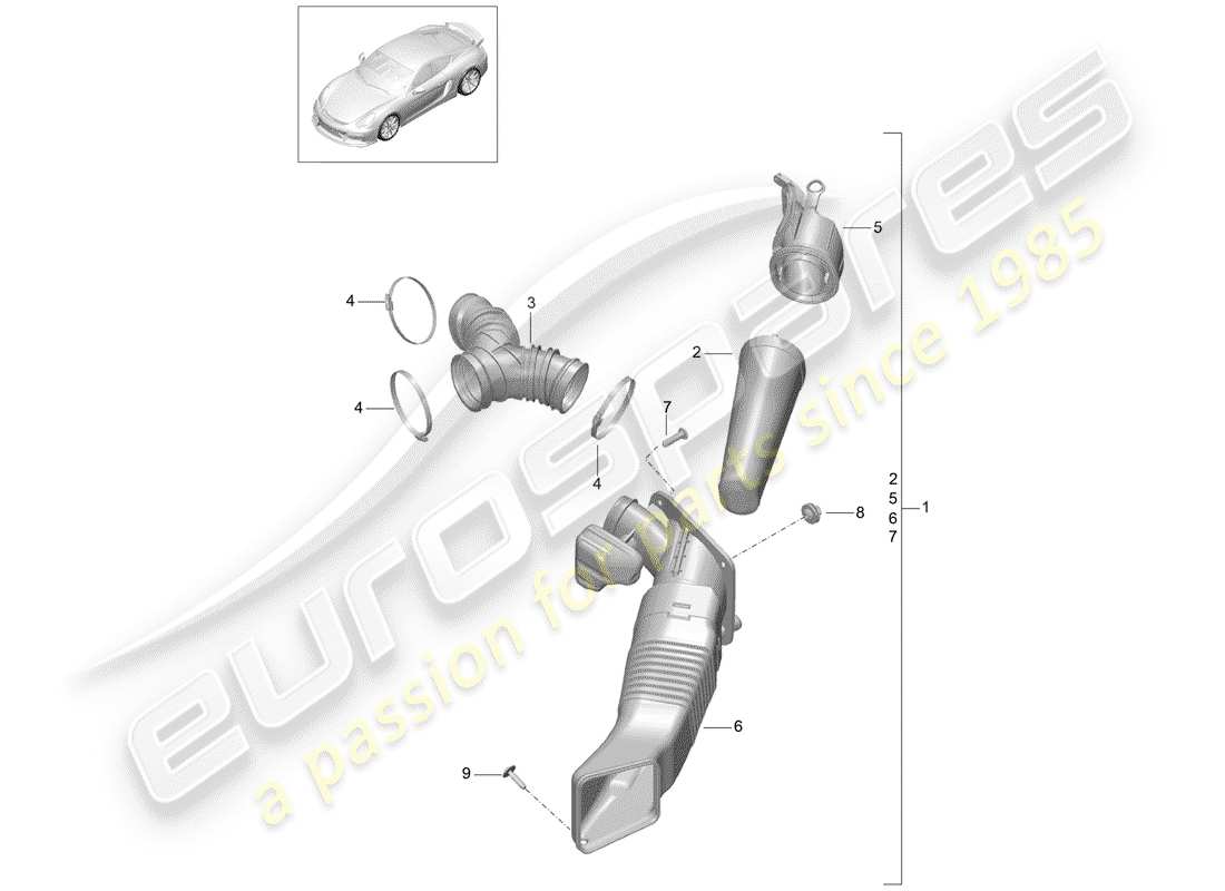 a part diagram from the porsche cayman parts catalogue