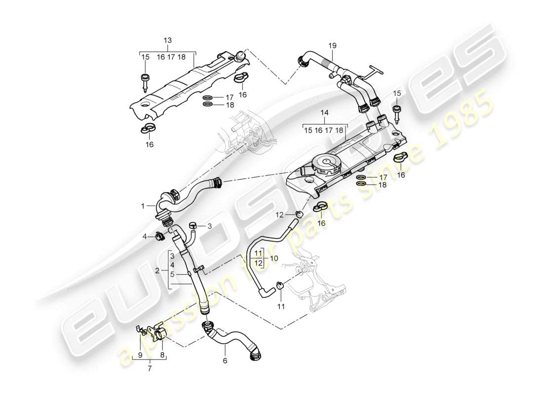 a part diagram from the porsche 2010 (cayenne e1 9pa) parts catalogue