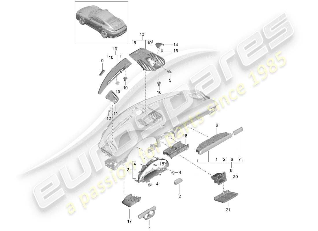 VIEW PARTS DIAGRAMS FROM THE PORSCHE 991 PARTS CATALOGUE a part diagram from the porsche 991 parts catalogue