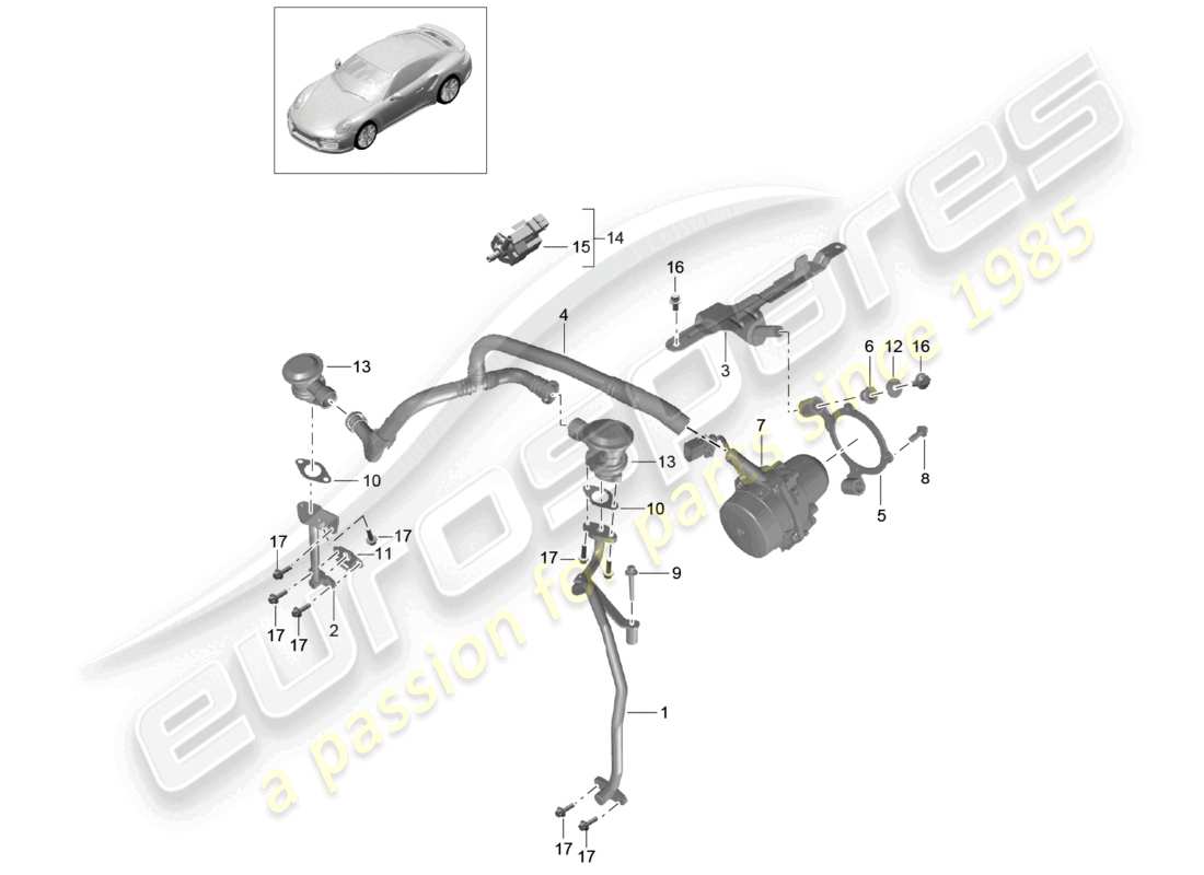 a part diagram from the porsche 2017 (991-2 turbo) parts catalogue