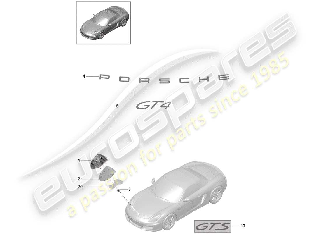 a part diagram from the porsche cayman parts catalogue