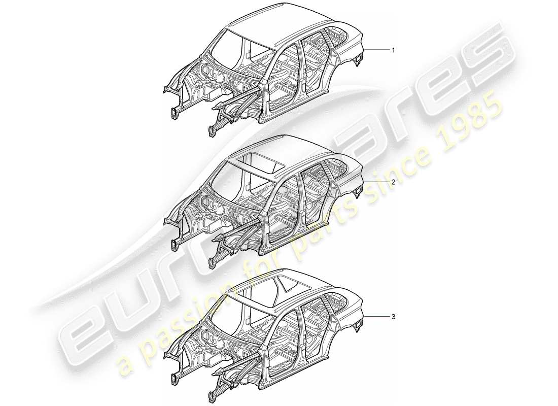 a part diagram from the porsche 2009 (cayenne e1 9pa) parts catalogue