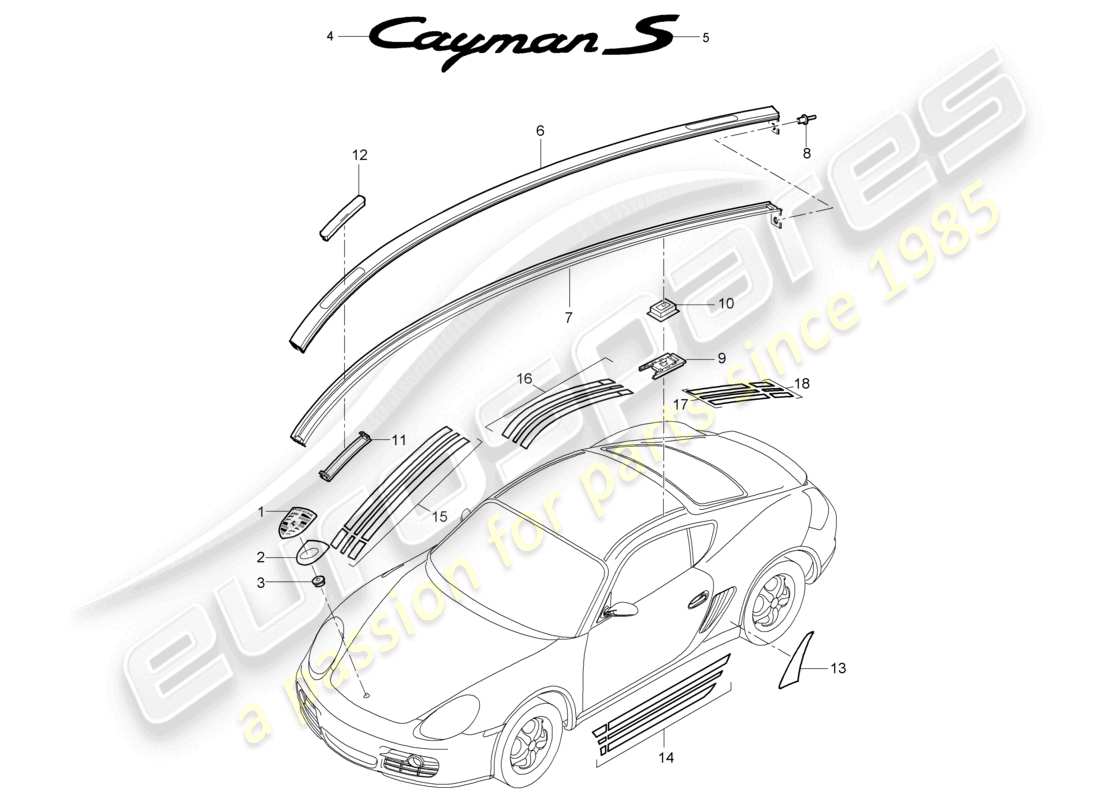 a part diagram from the porsche 2008 (987 cayman) parts catalogue