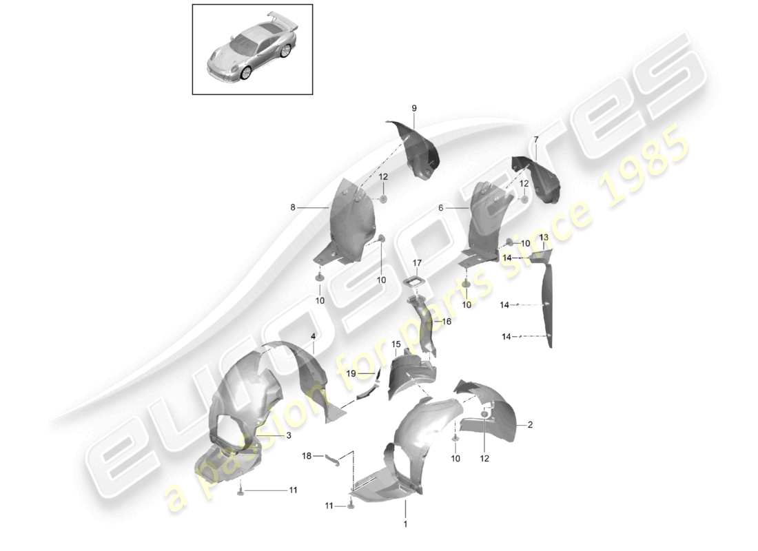 a part diagram from the porsche 991 parts catalogue