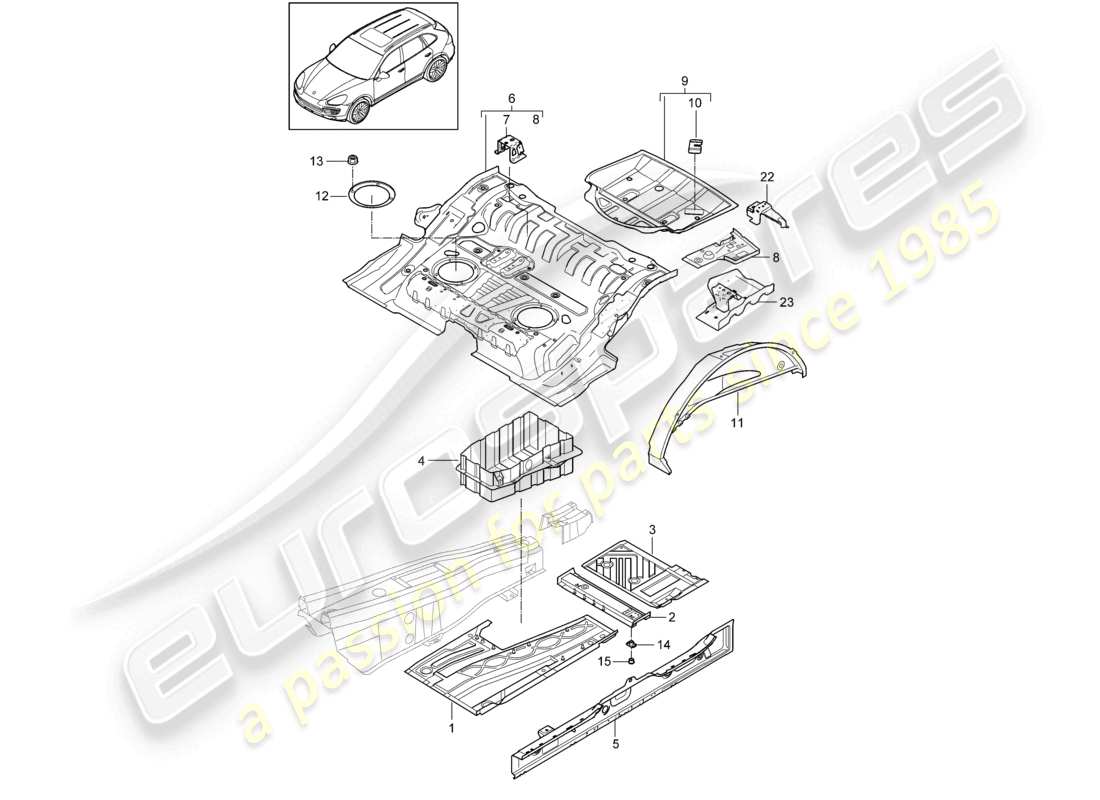 VIEW PARTS DIAGRAMS FROM THE PORSCHE CAYENNE PARTS CATALOGUE a part diagram from the porsche cayenne parts catalogue