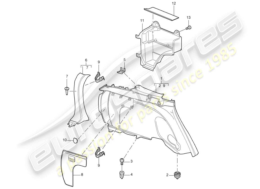 a part diagram from the porsche 2010 (cayenne e1 9pa) parts catalogue