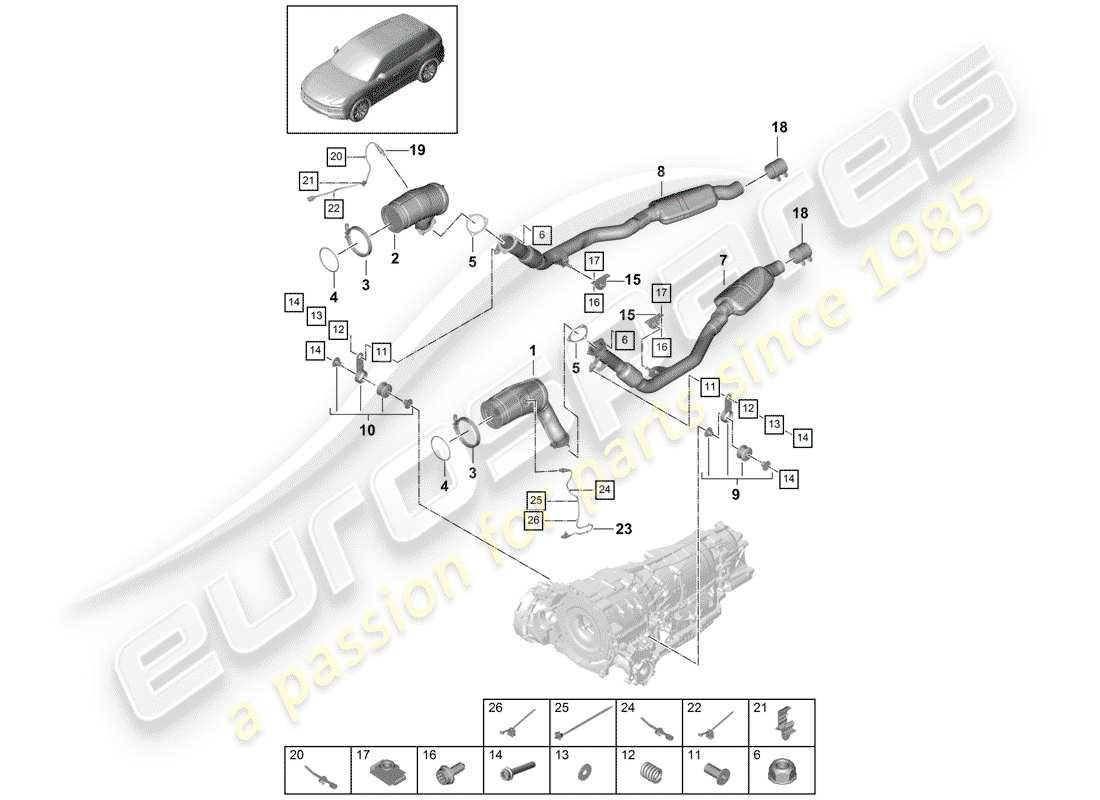 a part diagram from the porsche cayenne parts catalogue
