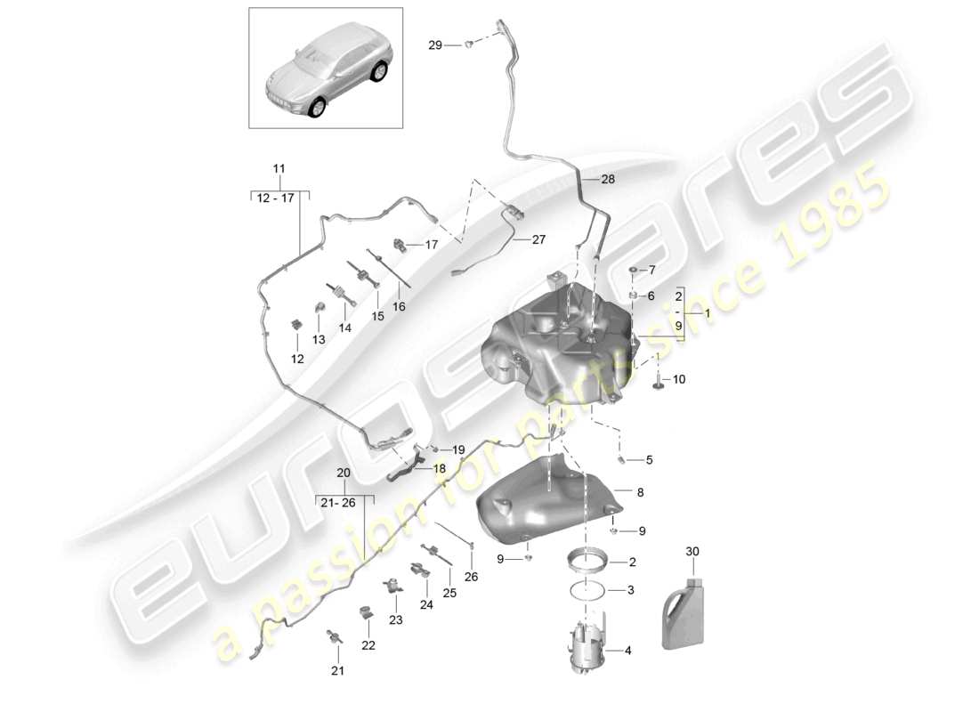 a part diagram from the porsche 2014 (macan) parts catalogue