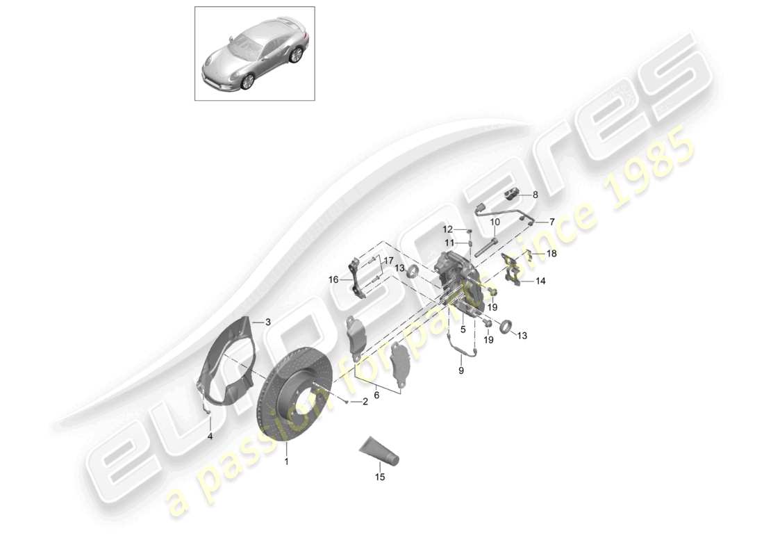 a part diagram from the porsche 2019 (991-2 turbo) parts catalogue