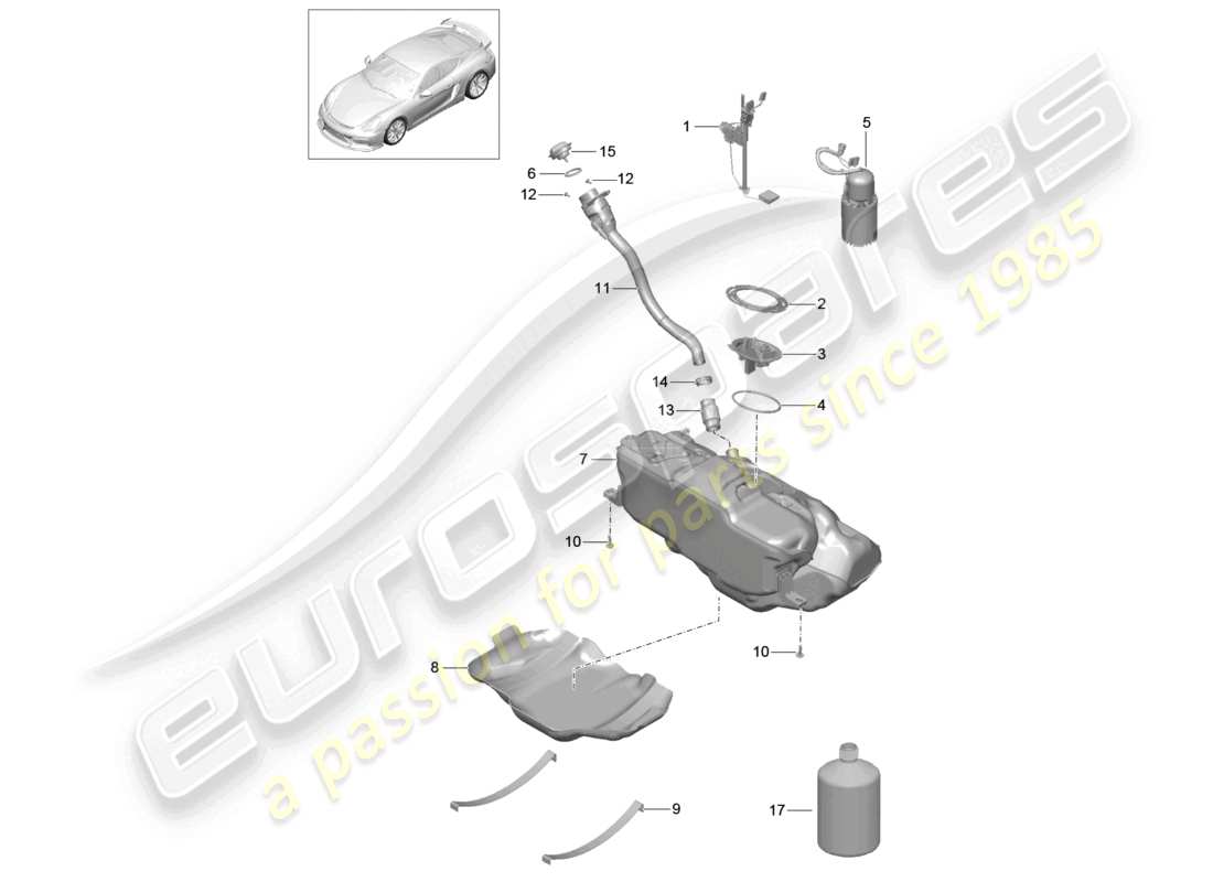 a part diagram from the porsche 2016 (981 cayman gt4) parts catalogue