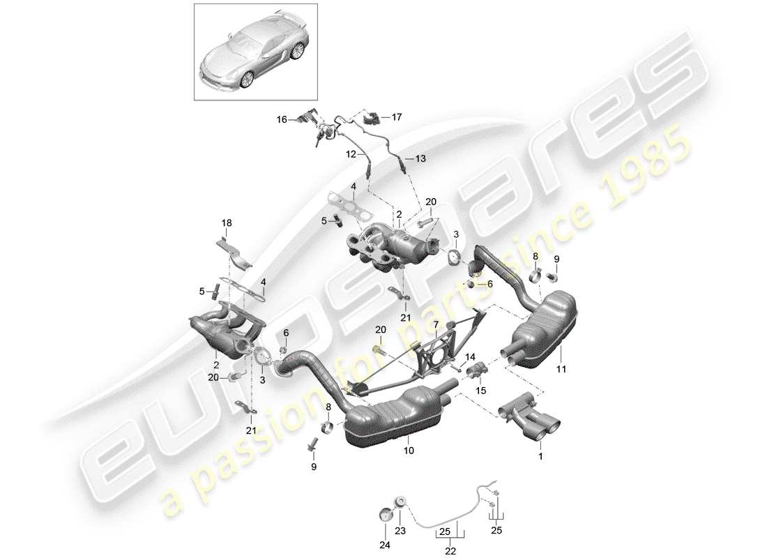 a part diagram from the porsche cayman parts catalogue