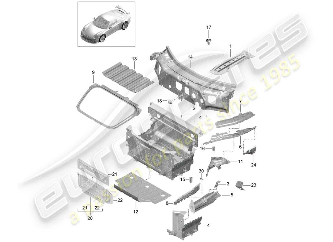a part diagram from the porsche 991 parts catalogue