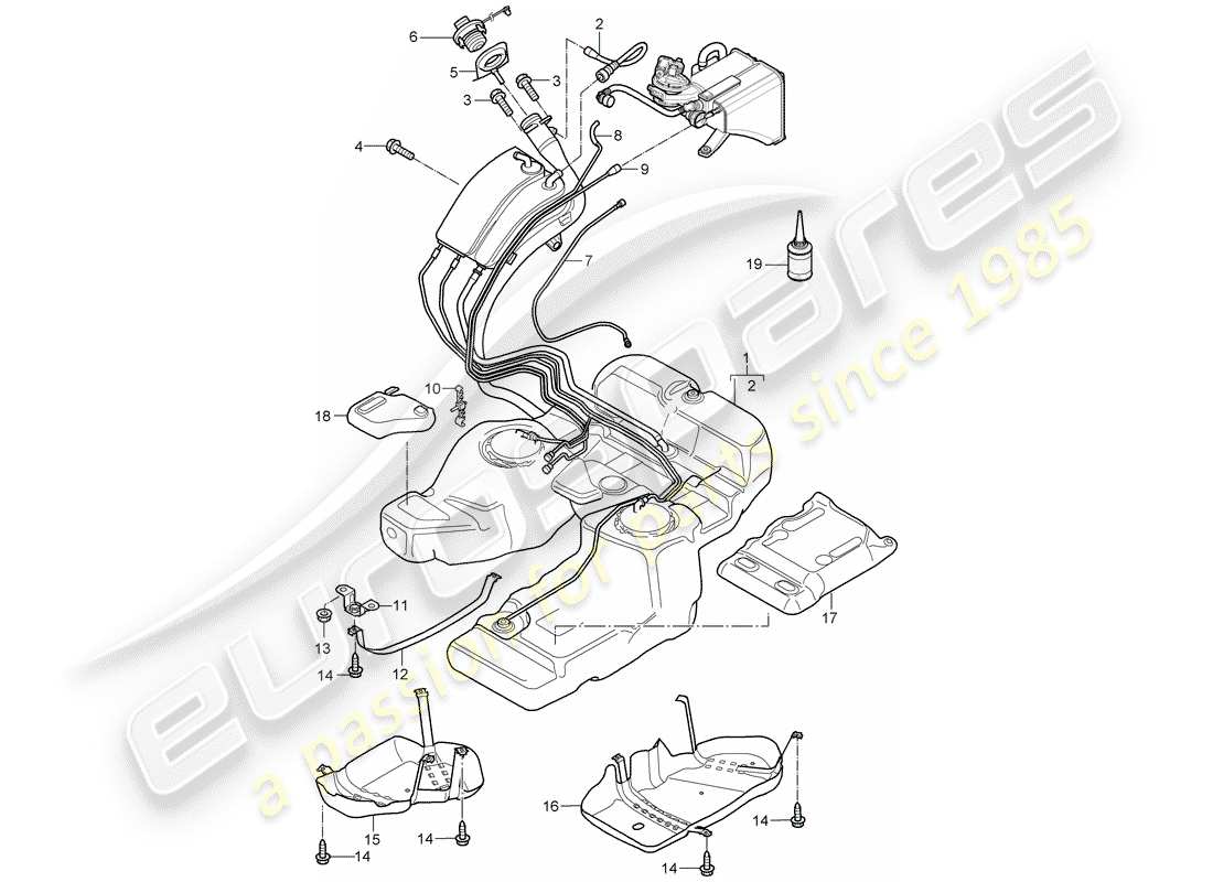 a part diagram from the porsche 2008 (cayenne e1 9pa) parts catalogue