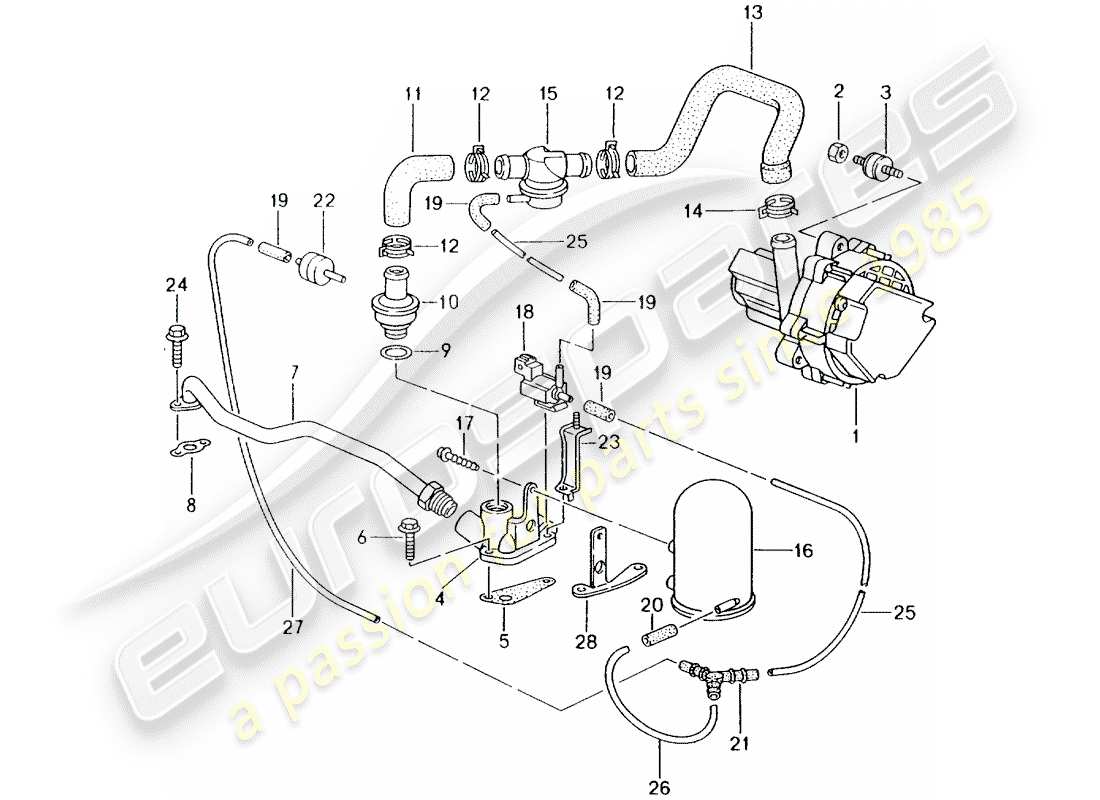 a part diagram from the porsche 2003 (986 boxster) parts catalogue
