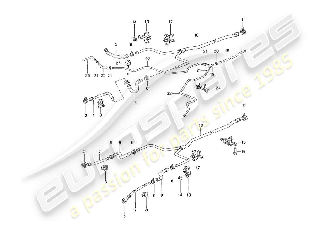 a part diagram from the porsche 2003 (986 boxster) parts catalogue