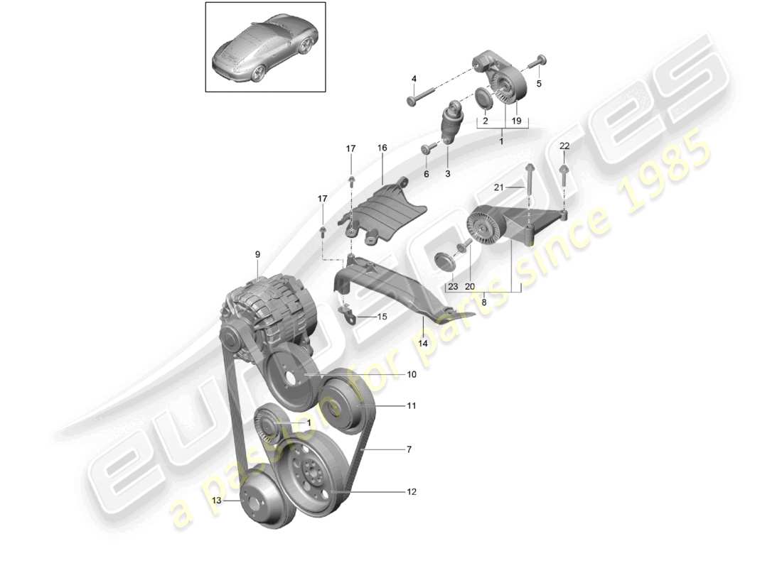 VIEW PARTS DIAGRAMS FROM THE PORSCHE 991 PARTS CATALOGUE a part diagram from the porsche 991 parts catalogue