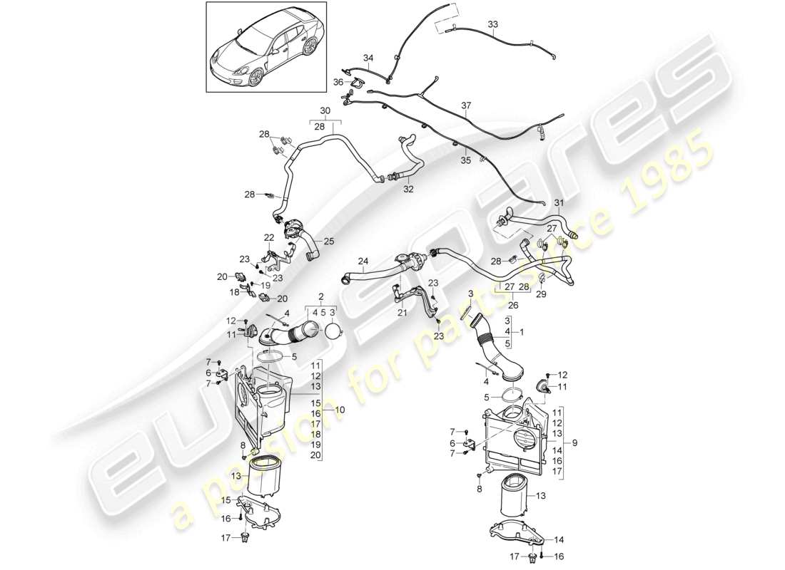 a part diagram from the porsche panamera parts catalogue