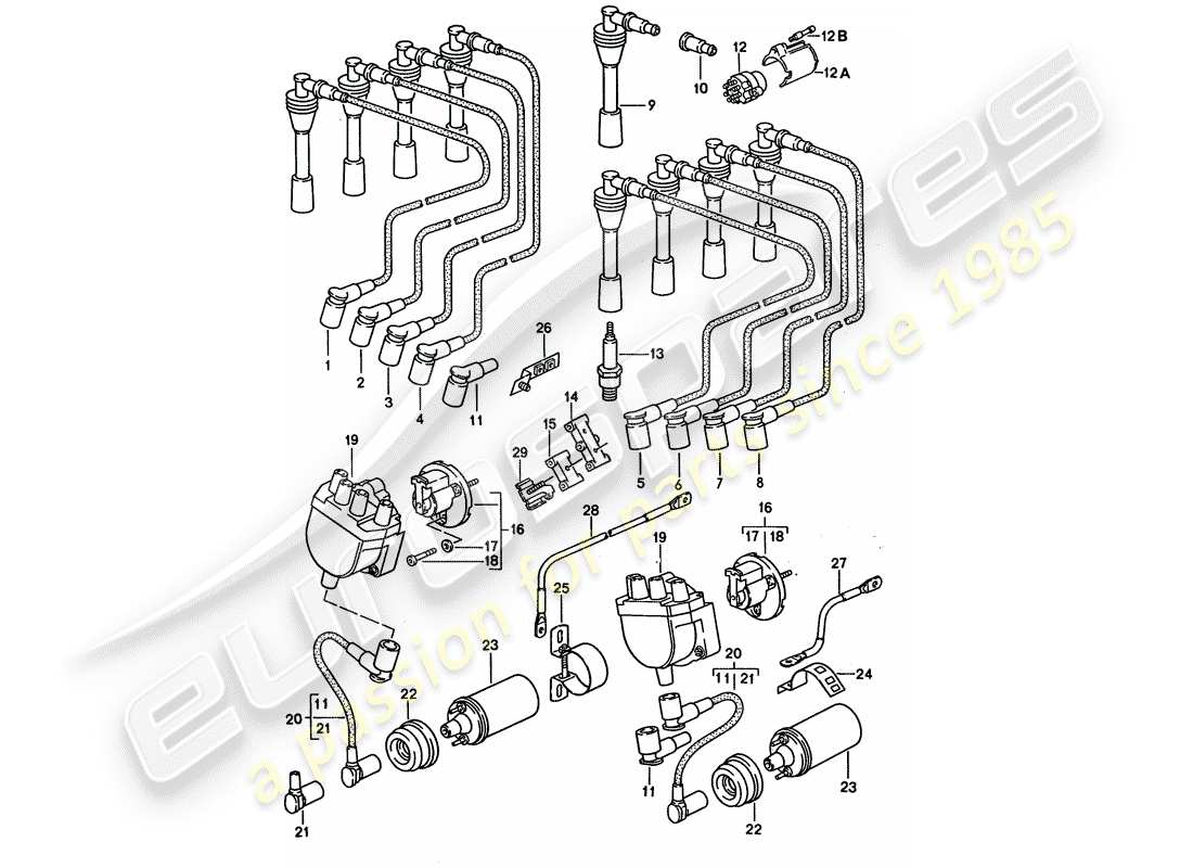 VIEW PARTS DIAGRAMS FROM THE PORSCHE 928 PARTS CATALOGUE a part diagram from the porsche 928 parts catalogue
