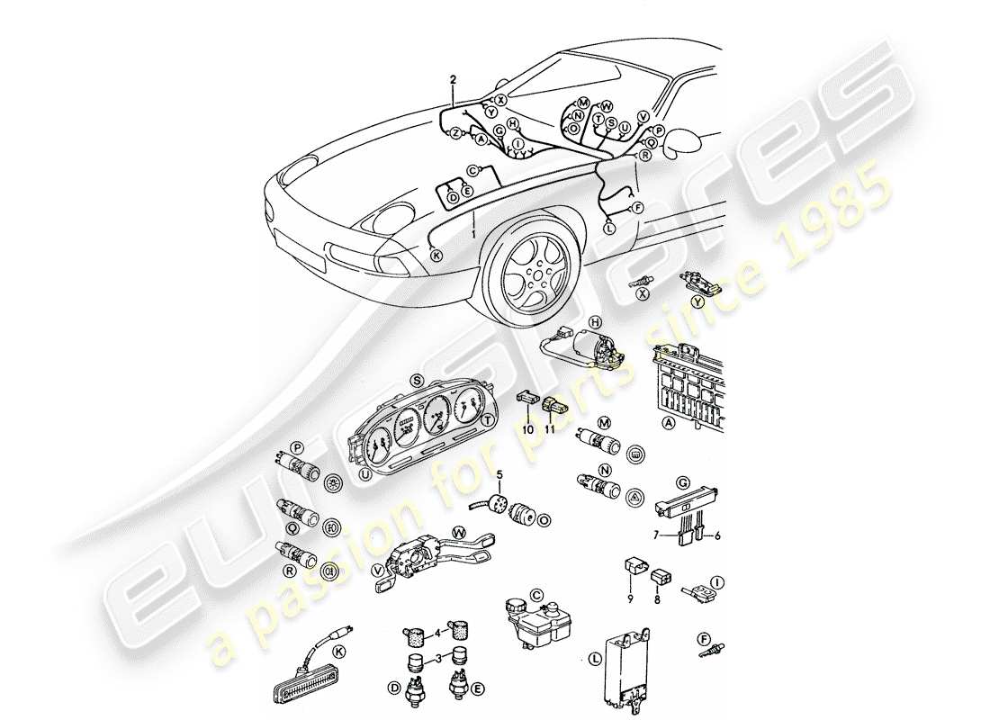 a part diagram from the porsche 928 parts catalogue