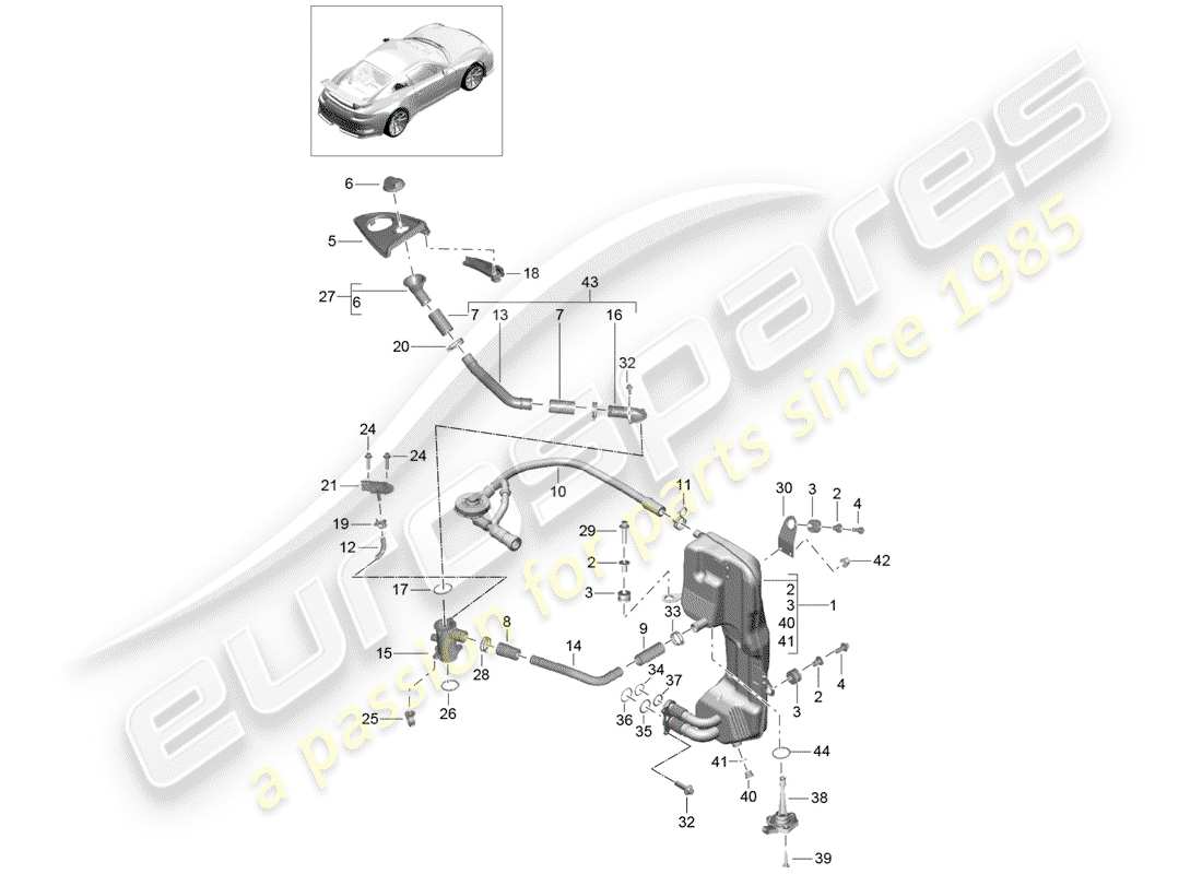 VIEW PARTS DIAGRAMS FROM THE PORSCHE 991 PARTS CATALOGUE a part diagram from the porsche 991 parts catalogue
