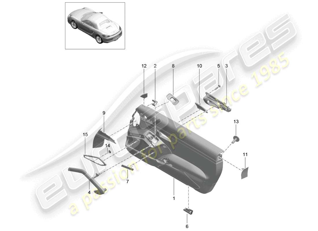 VIEW PARTS DIAGRAMS FROM THE PORSCHE BOXSTER PARTS CATALOGUE a part diagram from the porsche boxster parts catalogue