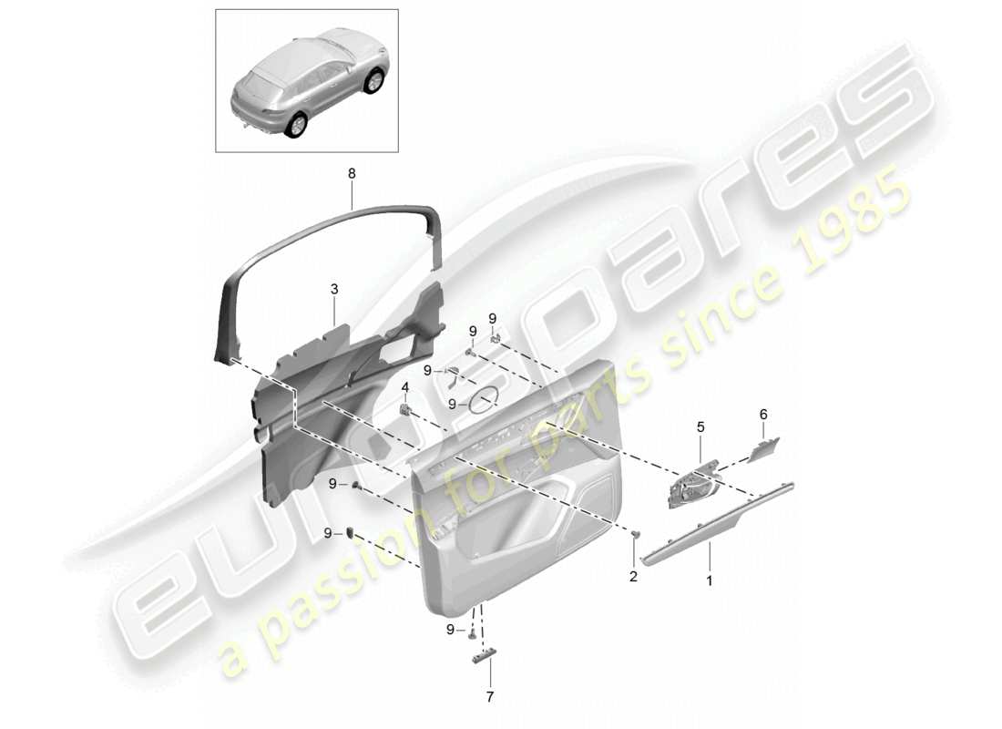 VIEW PARTS DIAGRAMS FROM THE PORSCHE MACAN PARTS CATALOGUE a part diagram from the porsche macan parts catalogue