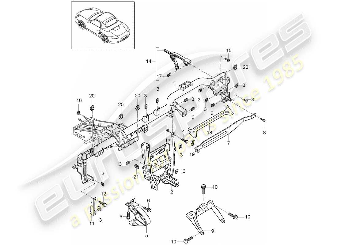 a part diagram from the porsche 2012 (987 boxster) parts catalogue