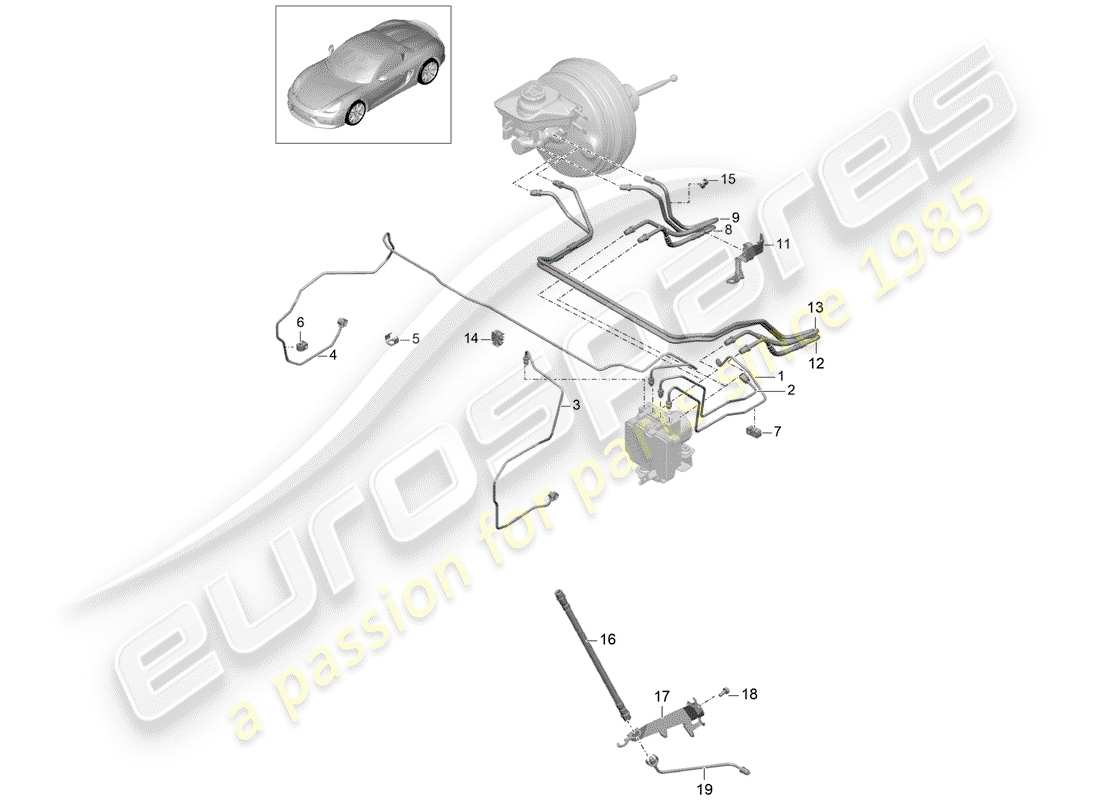 a part diagram from the porsche 2016 (981 boxster spyder) parts catalogue