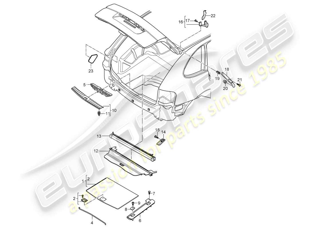 a part diagram from the porsche 2010 (cayenne e1 9pa) parts catalogue