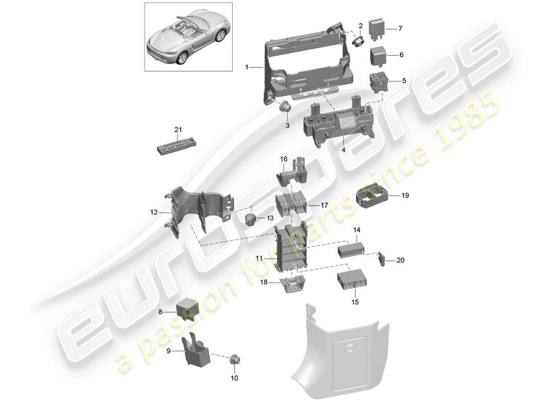 a part diagram from the porsche 2019 (718 boxster) parts catalogue