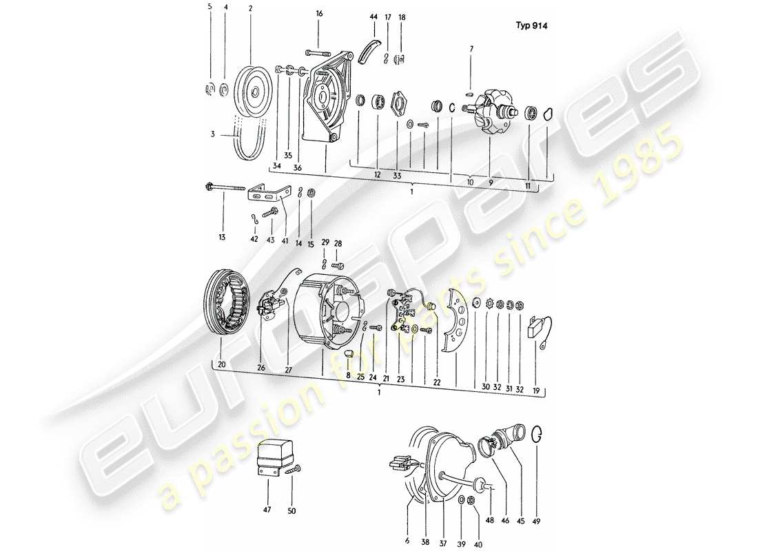 a part diagram from the porsche 1970 (914) parts catalogue