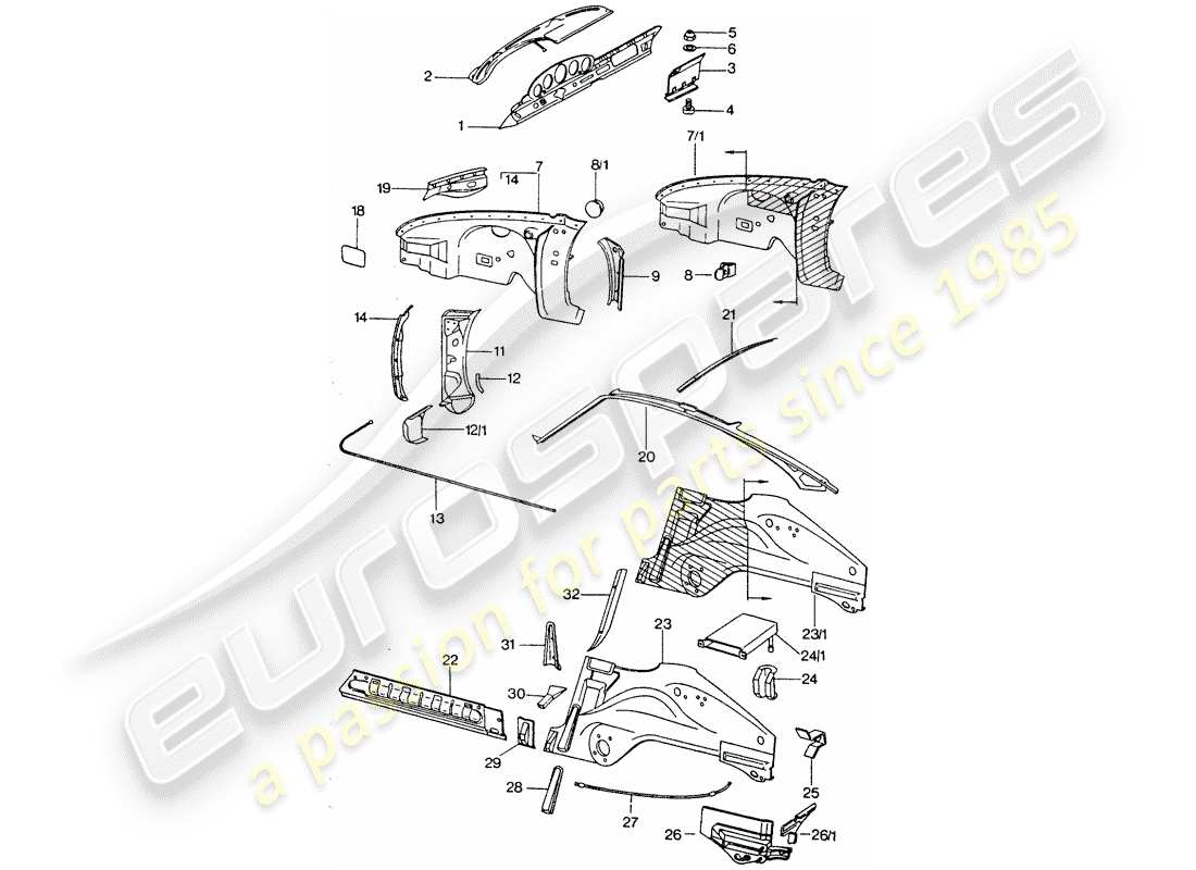 a part diagram from the porsche 1975 (911 turbo) parts catalogue