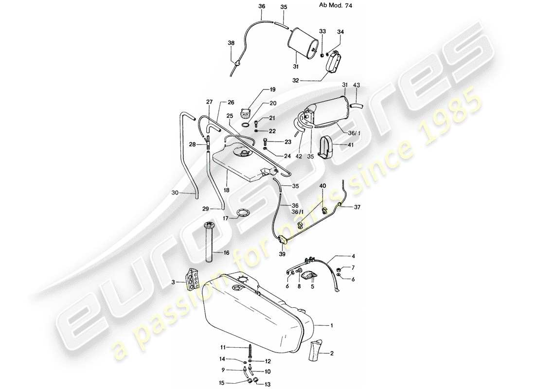 a part diagram from the porsche 1971 (914) parts catalogue
