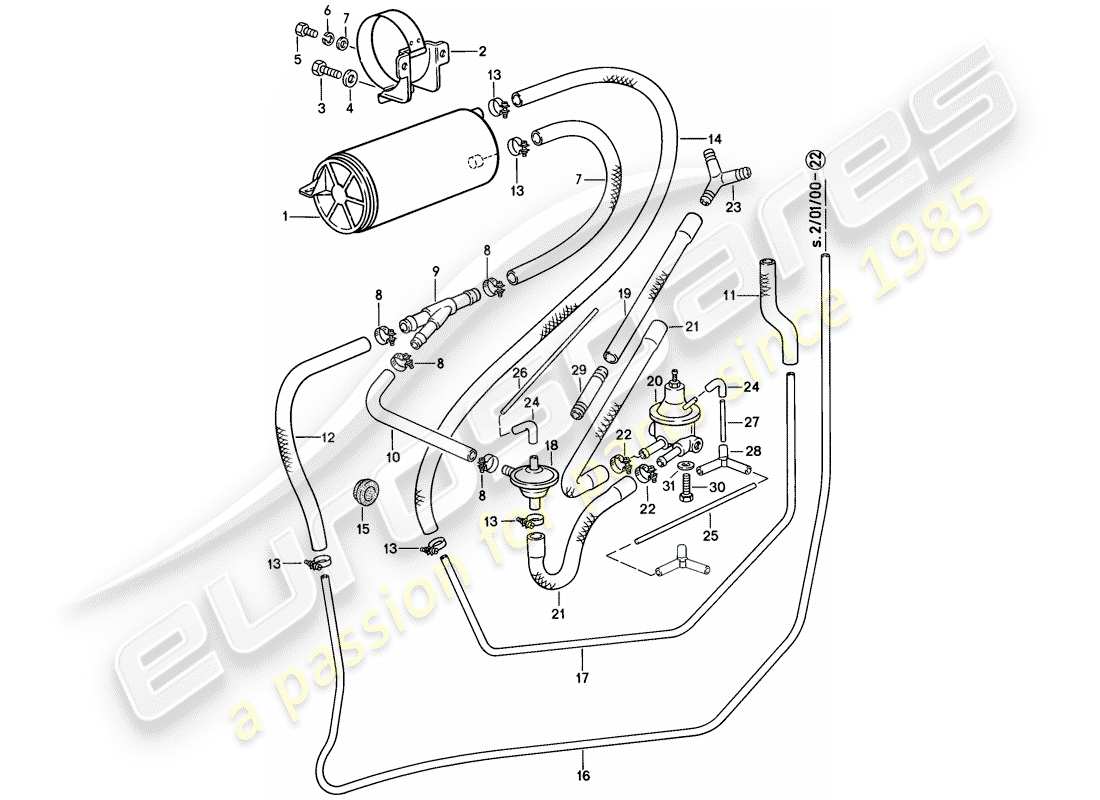 VIEW PARTS DIAGRAMS FROM THE PORSCHE 928 PARTS CATALOGUE a part diagram from the porsche 928 parts catalogue
