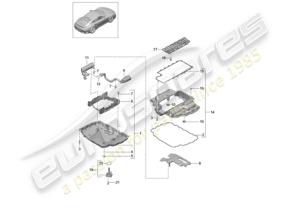 a part diagram from the porsche 991 parts catalogue