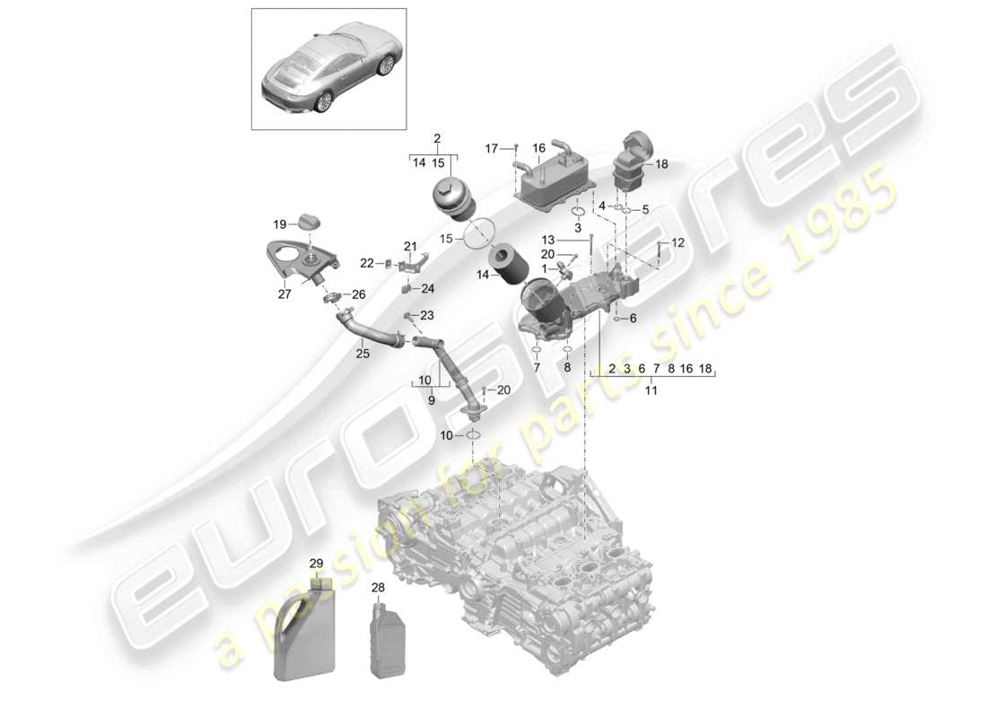 a part diagram from the porsche 2019 (991-2) parts catalogue