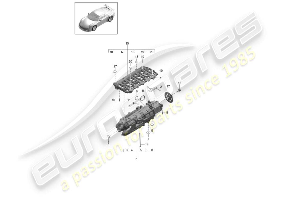 a part diagram from the porsche 991 parts catalogue