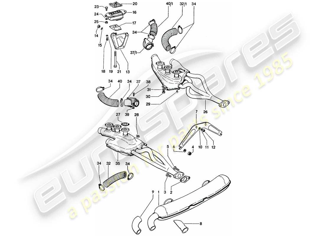 a part diagram from the porsche 1973 (914) parts catalogue