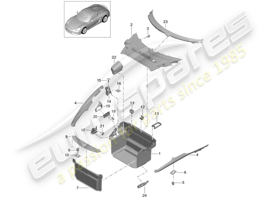 a part diagram from the porsche 2016 (981 boxster spyder) parts catalogue