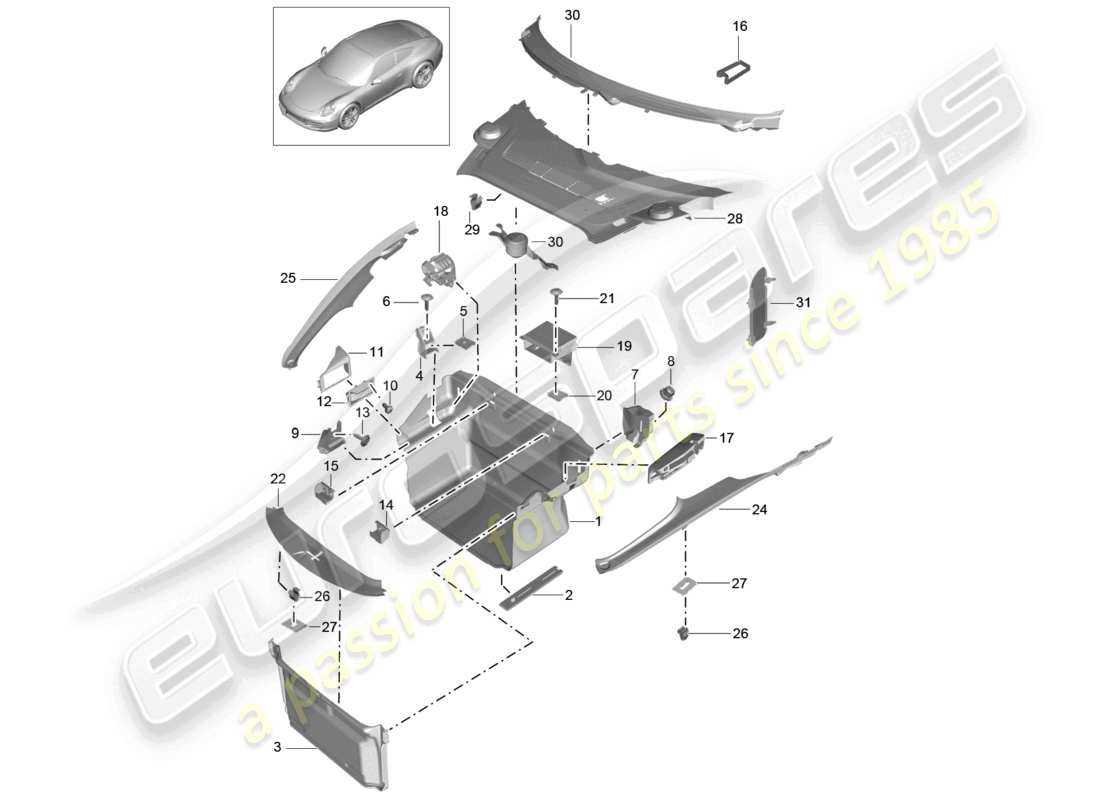 a part diagram from the porsche 991 parts catalogue
