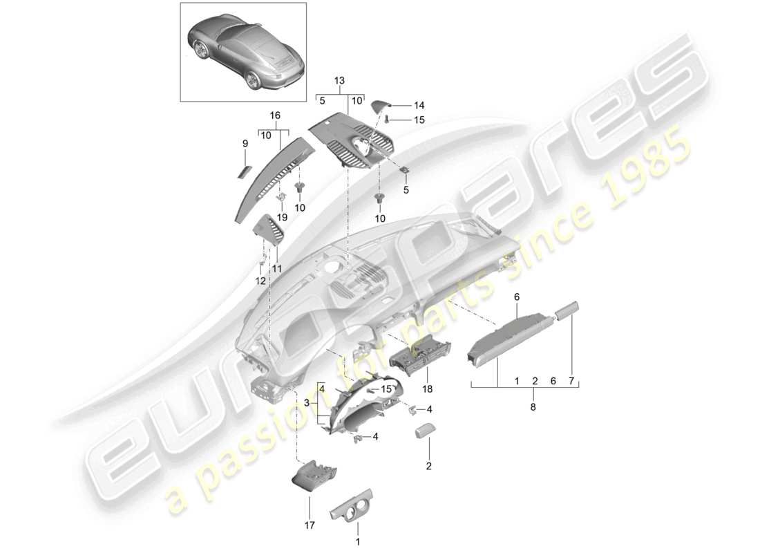 VIEW PARTS DIAGRAMS FROM THE PORSCHE 991 PARTS CATALOGUE a part diagram from the porsche 991 parts catalogue