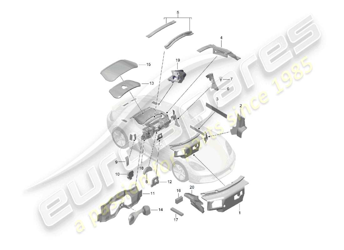 a part diagram from the porsche 2018 (718 cayman) parts catalogue