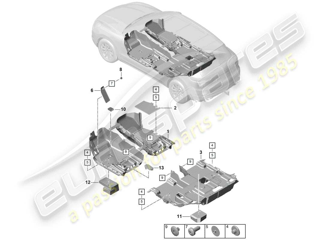 a part diagram from the porsche 2018 (cayenne e3 9ya/9yb) parts catalogue