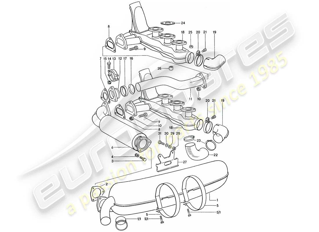 a part diagram from the porsche 1975 (911) parts catalogue