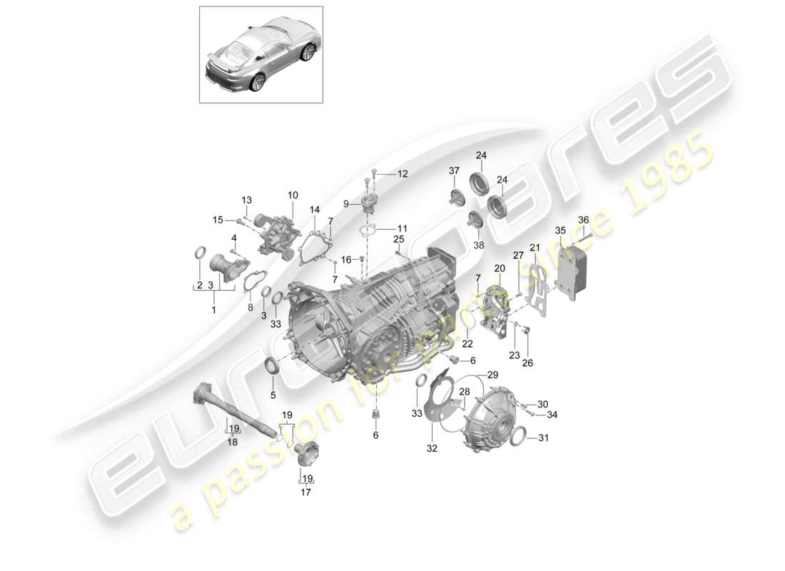 a part diagram from the porsche 2019 (991-2 r/gt3/rs) parts catalogue