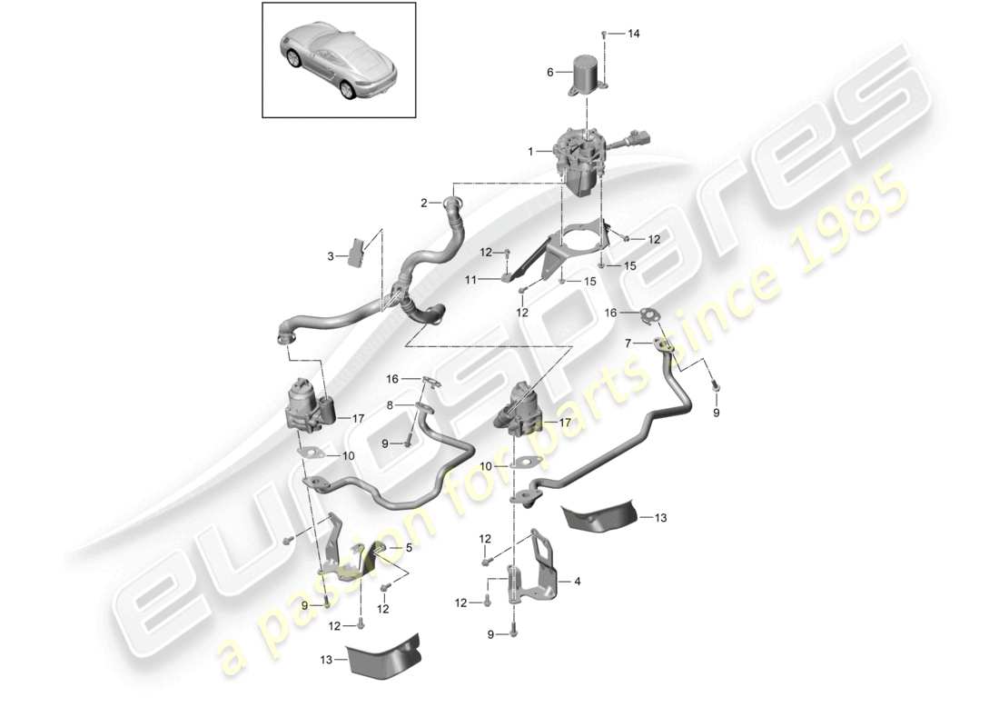 a part diagram from the porsche 2019 (718 cayman) parts catalogue