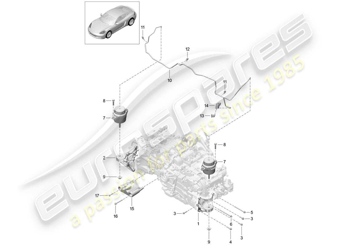 a part diagram from the porsche 2019 (718 cayman) parts catalogue