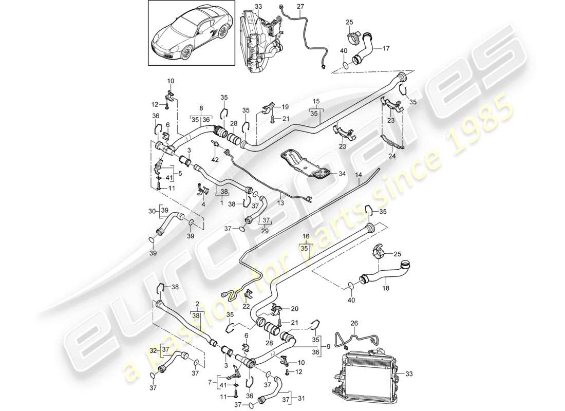 a part diagram from the porsche 2010 (987 cayman) parts catalogue