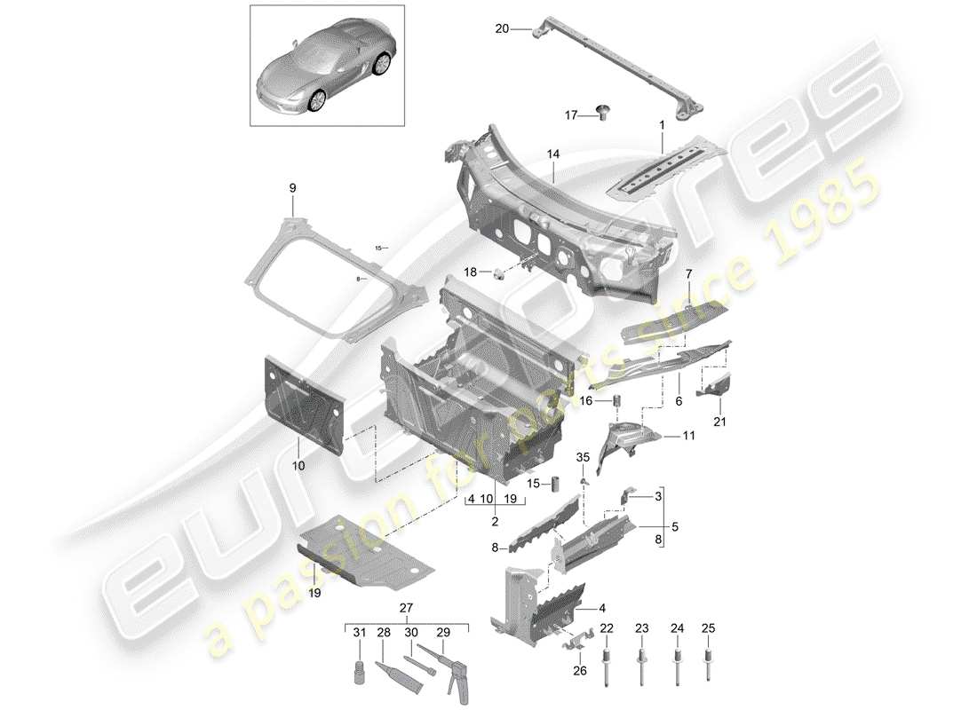 a part diagram from the porsche boxster parts catalogue