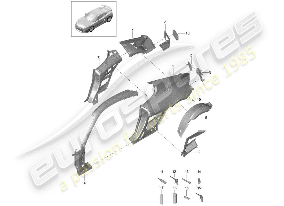 a part diagram from the porsche 2016 (981 cayman gt4) parts catalogue